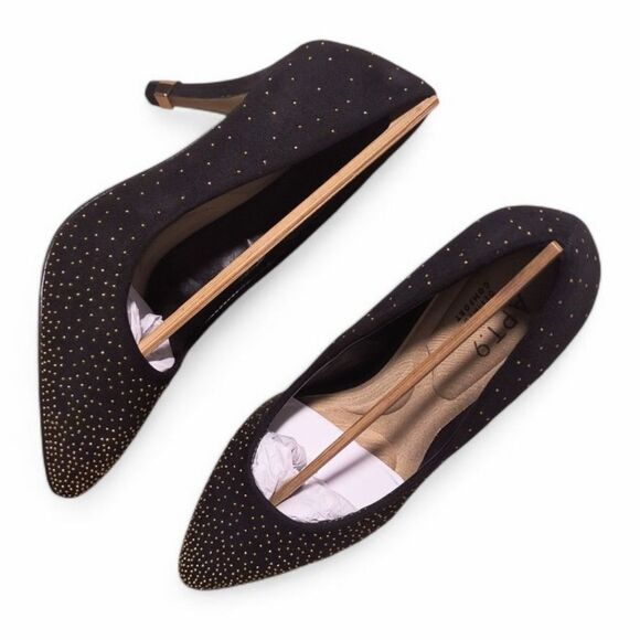 Apt. 9 Accent Studded Black Heels - Picture 4 of 9